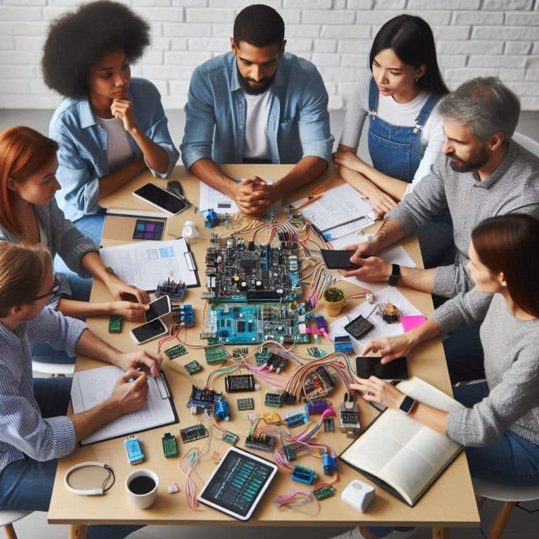 Equipo trabajando en el diseño y desarrollo de un producto de ingeniería tecnológica en Solingel Tech.
